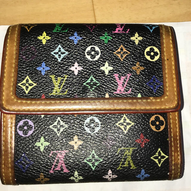 LOUIS VUITTON(ルイヴィトン)のとと様専用   ヴィトン　マルチカラーブラック　Wホック　折財布 レディースのファッション小物(財布)の商品写真