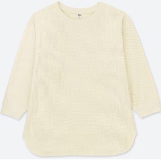 ユニクロ(UNIQLO)の未使用 UNIQLO ユニクロ ワッフルクルーネックT オフホワイト L (Tシャツ(長袖/七分))