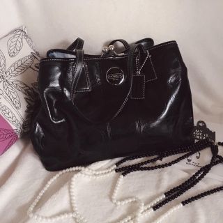 コーチ(COACH)の直営店購入＊シックなガマ口デザイントートバッグ♡ブラック(トートバッグ)