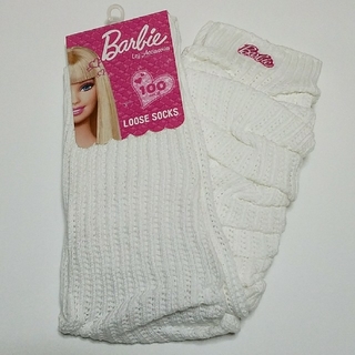 バービー(Barbie)のルーズソックス　バービー　ロゴ白×ピンク　100cm　新品(ソックス)