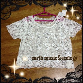 アースミュージックアンドエコロジー(earth music & ecology)のearth 花柄レースのトップス♡(カットソー(半袖/袖なし))