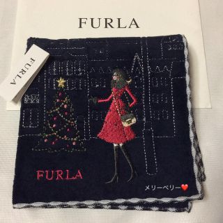 フルラ(Furla)の【新品】❤️フルラ タオルハンカチ❤︎Xmas 女の子刺繍🎄🎁✨(ハンカチ)