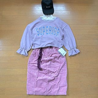 ページボーイ(PAGEBOY)のPAGEBOY★新品★美品★コーデュロイ★クラッシュベロア★ピンク★(ひざ丈スカート)