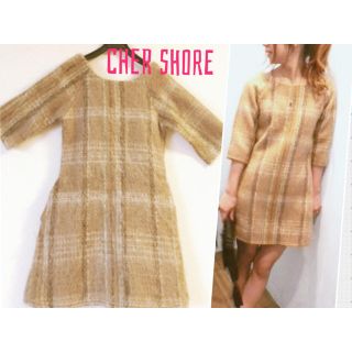 シェル(Cher)のcher shore 新品タグ付 ウール起毛 チェックワンピース ともちん様専用(ミニワンピース)