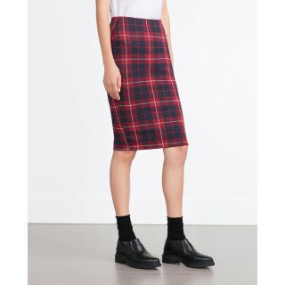 ザラ(ZARA)のZARA チェック柄ミディスカート(ひざ丈スカート)