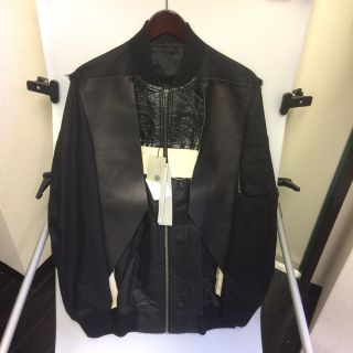 リックオウエンス(Rick Owens)の【新品】RICK OWENS レザー切替ブルゾン(レザージャケット)