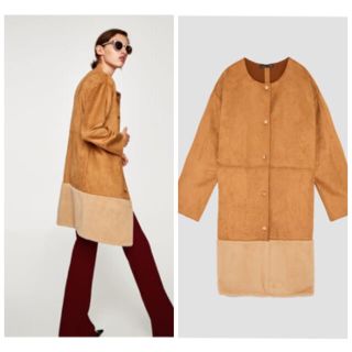 ザラ(ZARA)のともちん様専用ZARA今季スエードテイストコントラストコートS(ノーカラージャケット)