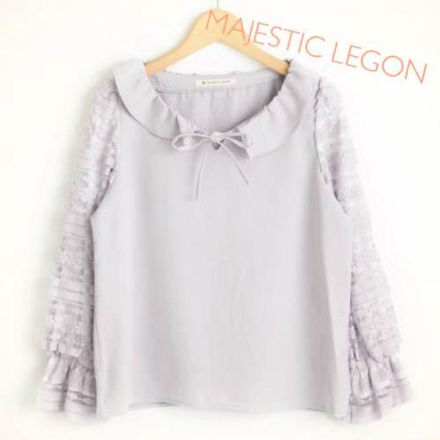 MAJESTIC LEGON(マジェスティックレゴン)の新品¥3456 マジェ 袖レース フリル ブラウス  レディースのトップス(シャツ/ブラウス(長袖/七分))の商品写真