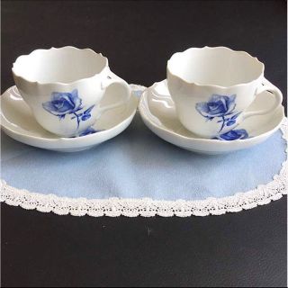 マイセン(MEISSEN)の新品未使用 マイセン ブルーローズ カップ&ソーサー 2客セット(食器)