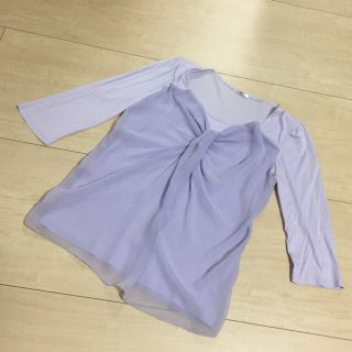 スーツカンパニー(THE SUIT COMPANY)のブラウス 7部丈 シフォン Lサイズ パープル 薄紫(シャツ/ブラウス(長袖/七分))