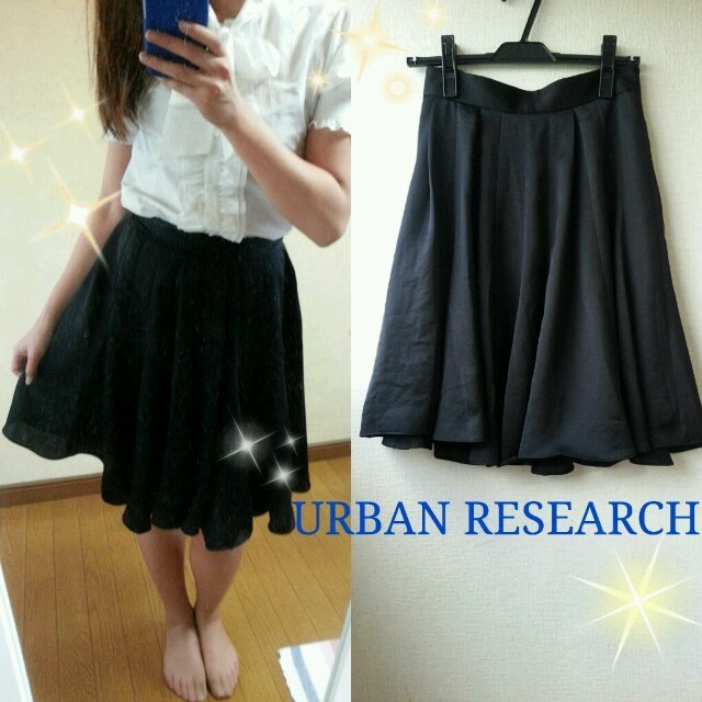 URBAN RESEARCH(アーバンリサーチ)のアーバンリサーチ■フレアスカート 黒 レディースのスカート(ひざ丈スカート)の商品写真