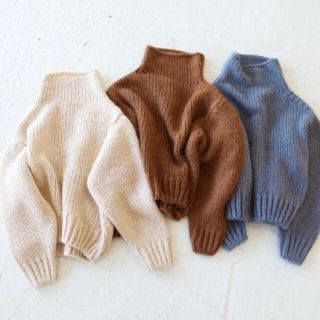 トゥデイフル(TODAYFUL)のLowgauge Highneck Knit ブルー(ニット/セーター)