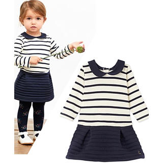 プチバトー(PETIT BATEAU)のプチバトー 17AW 衿つきマリニエールコンビワンピース 18m 新品タグ付き(ワンピース)