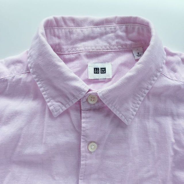 UNIQLO(ユニクロ)のUNIQLO ユニクロ LINEN BLEND シャツ ピンク メンズのトップス(シャツ)の商品写真