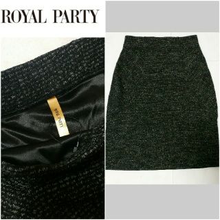 ロイヤルパーティー(ROYAL PARTY)のROYALPARTYツイードスカート.ブラック(ひざ丈スカート)