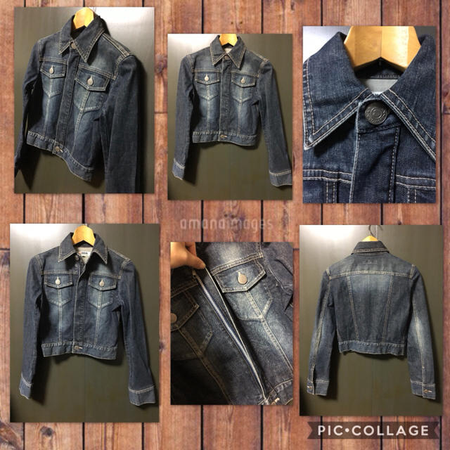 MORGAN(モルガン)のMORGAN Gジャン ストレッチ ジッパー used加工 36 美品 レディースのジャケット/アウター(Gジャン/デニムジャケット)の商品写真