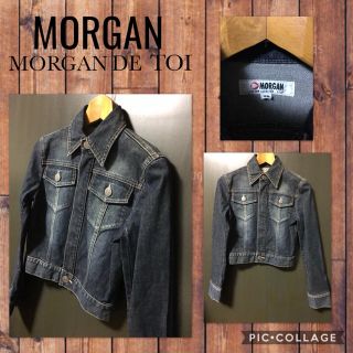 モルガン(MORGAN)のMORGAN Gジャン ストレッチ ジッパー used加工 36 美品(Gジャン/デニムジャケット)