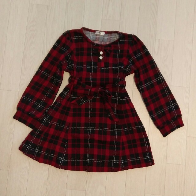 新品♪赤ギンガムチェックワンピ❤ キッズ/ベビー/マタニティのキッズ服女の子用(90cm~)(ワンピース)の商品写真