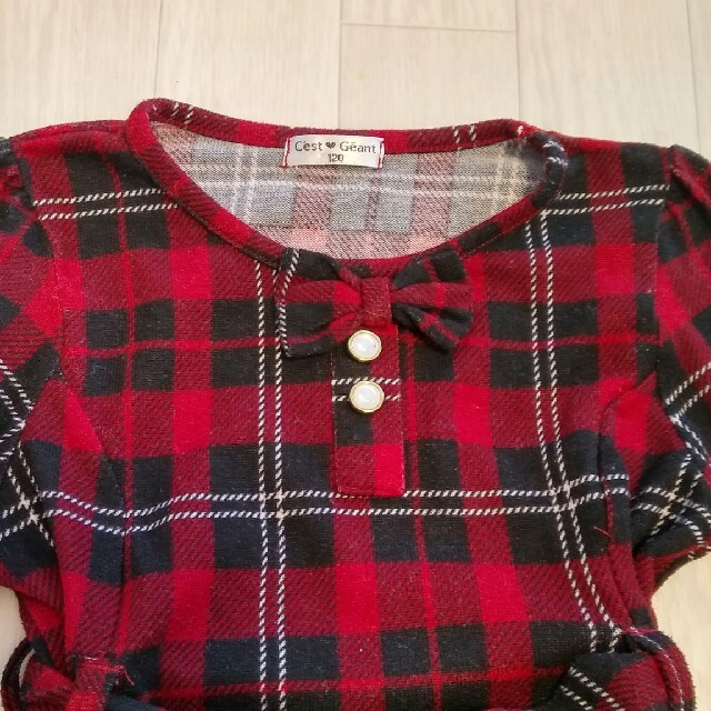 新品♪赤ギンガムチェックワンピ❤ キッズ/ベビー/マタニティのキッズ服女の子用(90cm~)(ワンピース)の商品写真