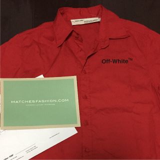 オフホワイト(OFF-WHITE)のoff-white シャツ オフホワイト red 赤(Tシャツ/カットソー(半袖/袖なし))