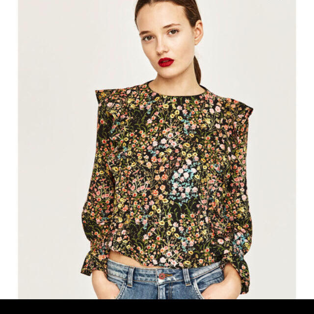 ZARA(ザラ)の花柄 シフォン ブラウス レディースのトップス(シャツ/ブラウス(長袖/七分))の商品写真