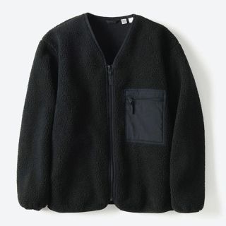 ユニクロ(UNIQLO)のかんこ様専用 ユニクロユー ボアフリースカーディガン Black Mサイズ(カーディガン)