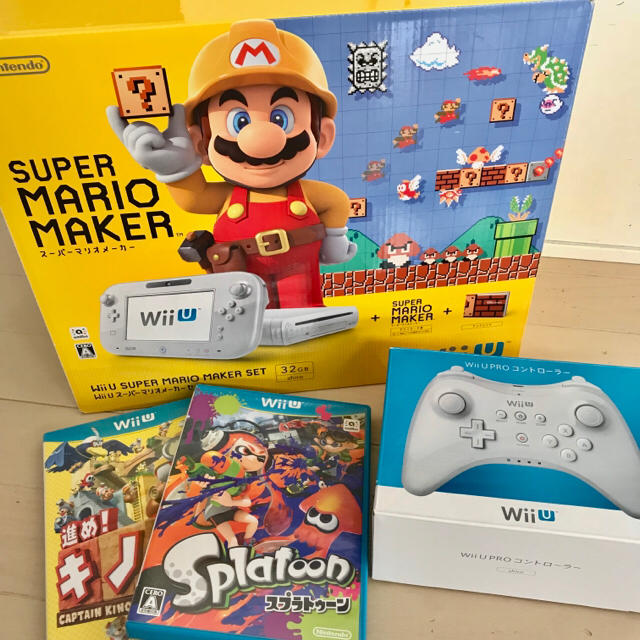 Wii U(ウィーユー)の【美品】WiiU本体 マリオメーカーコントローラー ソフト2本セット エンタメ/ホビーのゲームソフト/ゲーム機本体(家庭用ゲーム機本体)の商品写真