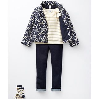 プチバトー(PETIT BATEAU)のプチバトー 17AW フラワープリントブルゾン 5ans 新品タグ付き(ジャケット/上着)