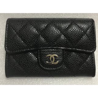 シャネル(CHANEL)のCHANEL シャネル キャビアスキン カードケース コインケース ブラック 黒(財布)