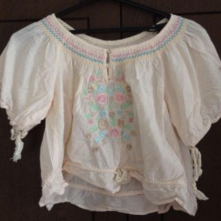 パラビオン(Par Avion)のparavion花刺繍トップス(カットソー(半袖/袖なし))