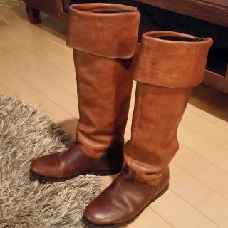 UNISEX S/M IL BISONTE イルビゾンテ 革 ロングブーツ ブラウン 36 23