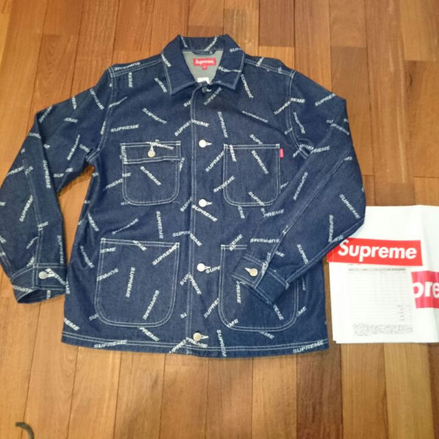 supreme denim logo chore coat