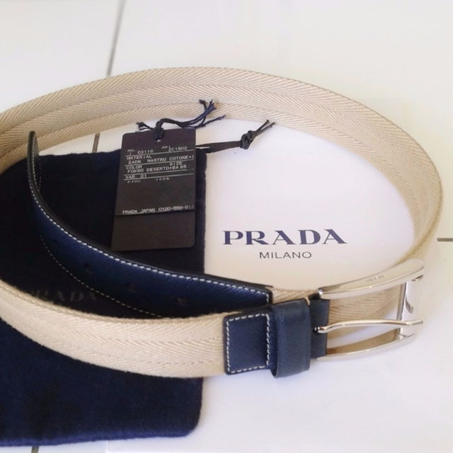 PRADA(プラダ)のPRADA レザー×コットンベルト size:85/34 メンズのファッション小物(ベルト)の商品写真