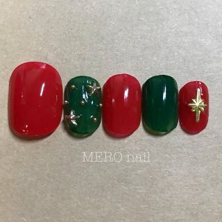 ネイルチップ（No.59  クリスマス×シンプル） ハンドメイドのアクセサリー(ネイルチップ)の商品写真