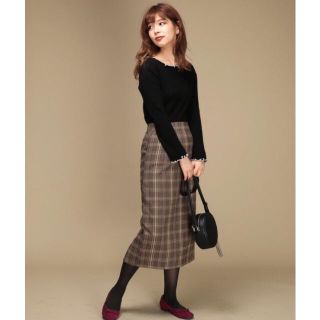 ナチュラルクチュール(natural couture)のnatural couture 起毛チェックロングタイトスカート(ロングスカート)