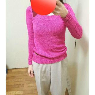 ニットキッチン(knit kitchen)のピンク　オフショルダー　サマーニット(ニット/セーター)