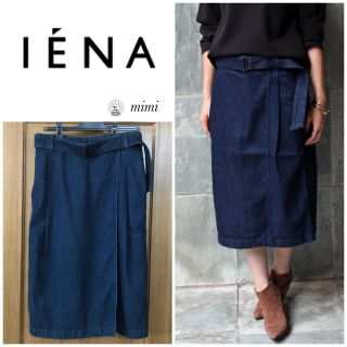 イエナ(IENA)の美品❣️IENA テンセルデニムラップスカート ネイビー 38(ひざ丈スカート)