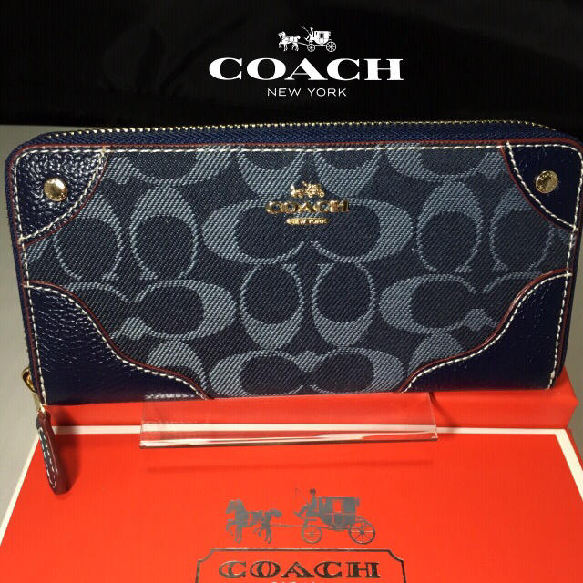 COACH(コーチ)の限定セール❣️新品コーチ長財布F53769デニム×レザー ミッドナイトブルー レディースのファッション小物(財布)の商品写真