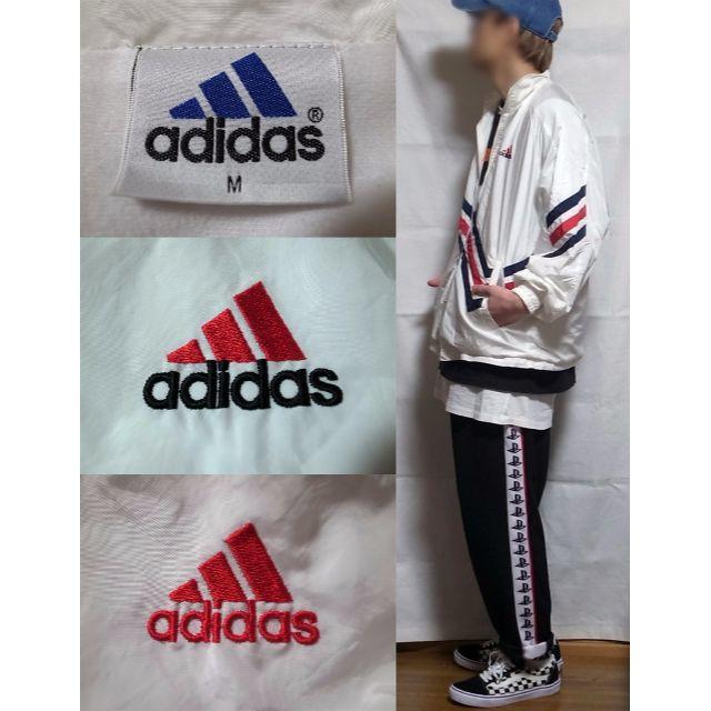 adidas(アディダス)の90年代 ヴィンテージ アディダス ナイロンジャケット サイズ M 白 メンズのジャケット/アウター(ナイロンジャケット)の商品写真