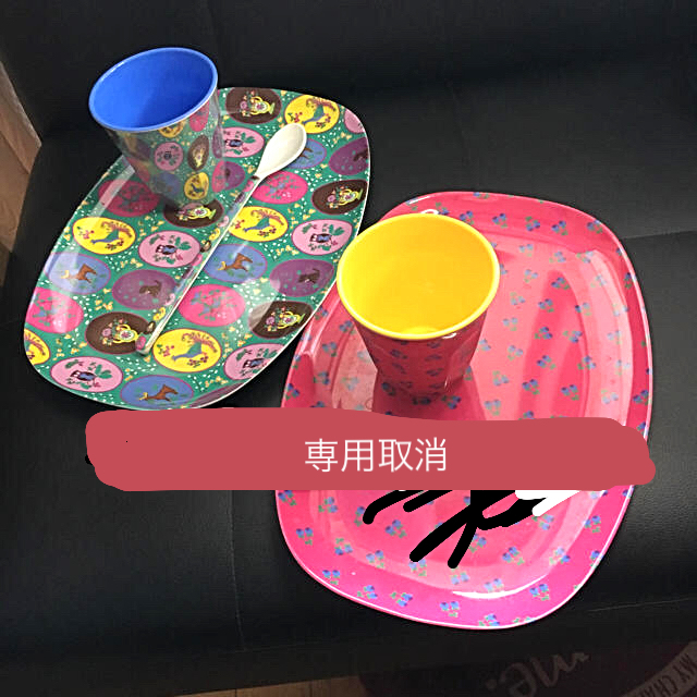 rice - rice ライスデンマーク メラミン オーバルトレイ ピンクコッププレートセットの通販 by hana7940's shop