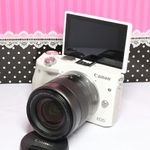 ミラーレス一眼フリル限定特価❤自撮りに最適❤Wi-Fi搭載❤簡単転送❤Canon EOS M3