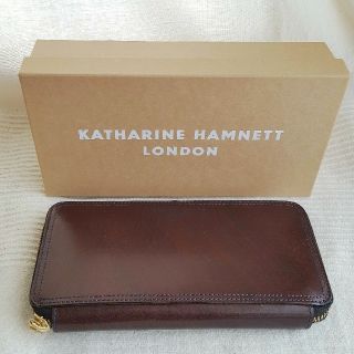 キャサリンハムネット(KATHARINE HAMNETT)の【未使用品】キャサリンハムネット ラウンドファスナー長財布  ブラウン(長財布)