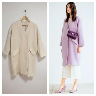 ミラオーウェン(Mila Owen)の美品 17aw Mila owen ミラオーウェン ノーカラーコクーンコート(ロングコート)