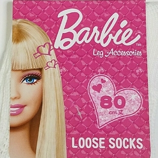 バービー(Barbie)のルーズソックス　バービー　ロゴ白×ピンク　80cm　新品(ソックス)
