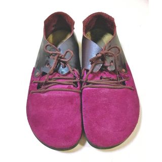 ビルケンシュトック(BIRKENSTOCK)のBIRKENSTOCK ワインカラー裏革レザー&ダークブラウンレザースニーカー(スニーカー)