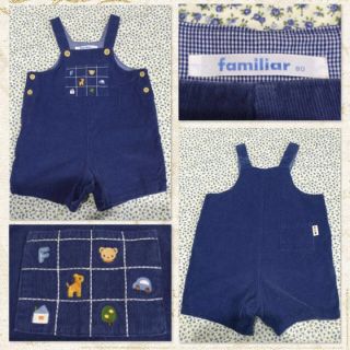 ファミリア(familiar)の【めろん様専用】【美品】ファミリア ファミちゃん 刺繍 オーバーオール 80(カバーオール)