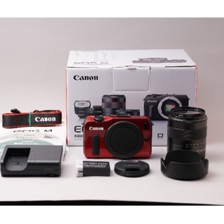 キヤノン(Canon)のcanon EOS-M レッドセット美品(ミラーレス一眼)