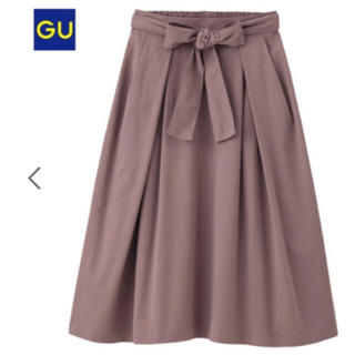 ジーユー(GU)のGU リボンフレアスカート ラベンダー(ひざ丈スカート)