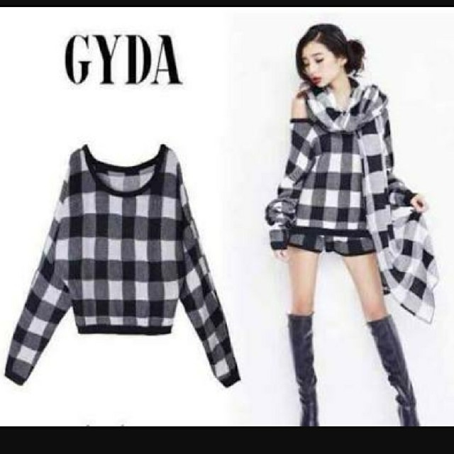 GYDA(ジェイダ)の☆GYDA☆ブロックチェックニット☆Black☆ レディースのトップス(ニット/セーター)の商品写真