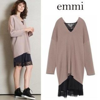 エミアトリエ(emmi atelier)の2016AW♡emmi atelier　ニットレイヤードコンビワンピ―ス◆値札付(ひざ丈ワンピース)